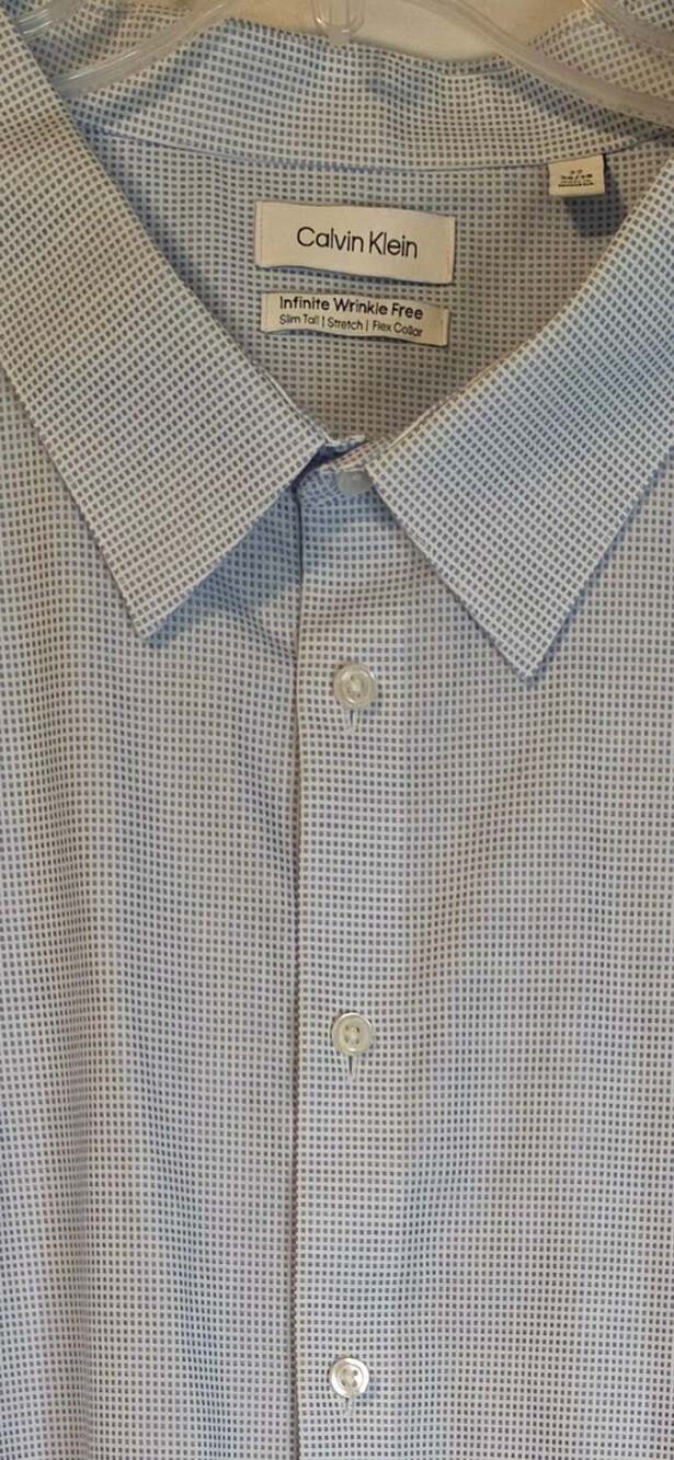 Calvin Klein Infinite Wrinkle Free Shirt Size 22 38/39 Blue